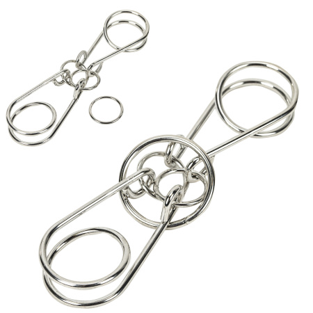 Головоломка металлическая большая ЗОЛОТАЯ СКАЗКА, 24 вида, в дисплее, разные уровни сложности, 664924 - Игрушки развивающие