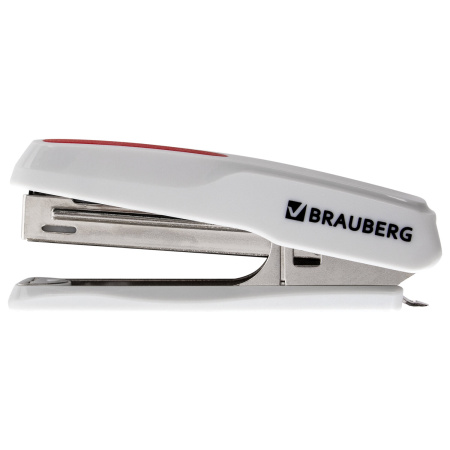 Степлер №10 BRAUBERG "Extra", до 20 листов, антистеплер, серо-красный, 229082 - Степлеры настольные
