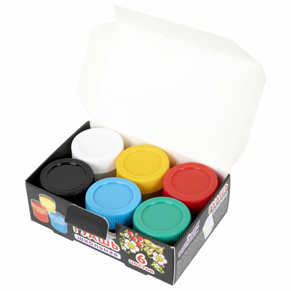 Гуашь ЮНЛАНДИЯ "ШКОЛЬНАЯ", 6 цветов по 17,5 мл, 192382 - Краски для детского творчества