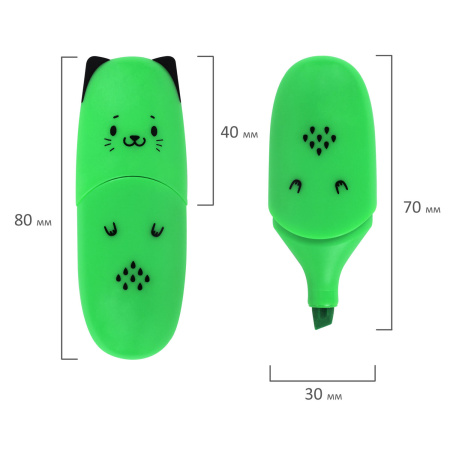 Текстовыделитель мини BRAUBERG KIDS "CUTE CATS NEON", АССОРТИ В ПЛАСТИКОВОЙ БАНКЕ, 1-5 мм, 152433 - Текстовыделители