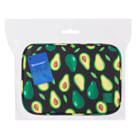 Пенал-косметичка BRAUBERG БОЛЬШОЙ, 1 отделение, 1 откидная планка, ткань, 21x15x6 см, "Avocado", 270706 - Пеналы мягкие