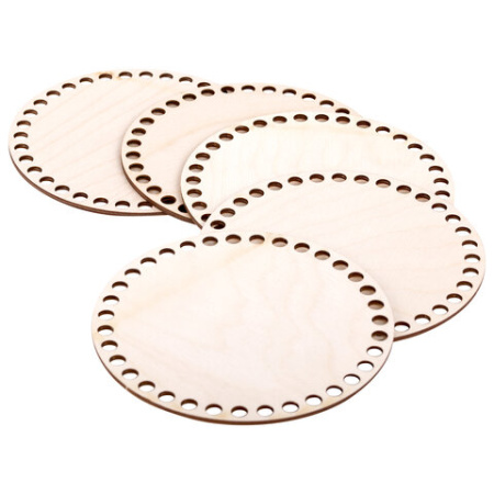 Донышки деревянные для вязания круглые, 5 шт., диаметр 15 см. - Донышки деревянные