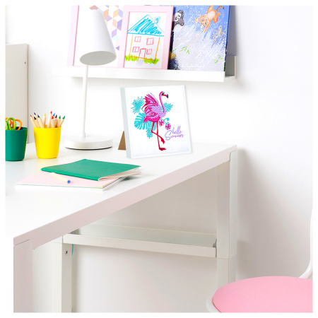 Картина стразами (алмазная мозаика) 20х20 см, ЮНЛАНДИЯ "Фламинго", в деревянной рамке, 662438 - Алмазная вышивка