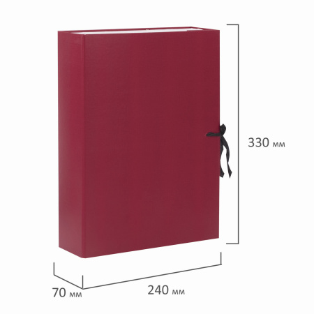 Короб архивный А4 (240х330 мм), 70 мм, 2 завязки, бумвинил, до 600 листов, бордовый, BRAUBERG, 122036 - Короба архивные