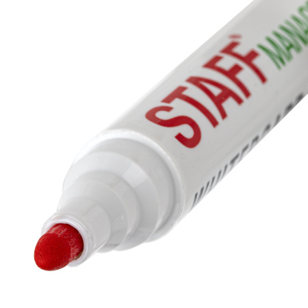 Маркер стираемый для белой доски КРАСНЫЙ, STAFF "Manager" WBM-491, 5 мм, с клипом, 151493 - Маркеры для досок