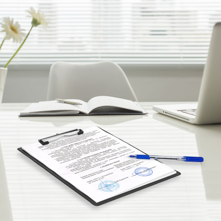 Доска-планшет STAFF с прижимом А4 (228х318 мм), картон/ПВХ, ЧЕРНАЯ, 229554 - Планшеты и клипборды