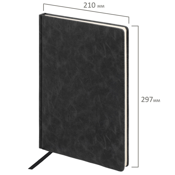 Ежедневник недатированный БОЛЬШОЙ ФОРМАТ 210х297 мм А4, BRAUBERG "Status", 160л, черный, 113360 - Ежедневники с покрытием "под кожу и ткань"