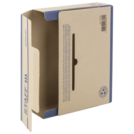 Короб архивный с клапаном А4 260х325 мм, 75 мм, переплетный картон, до 750 л., STAFF, 112159 - Накопители документов