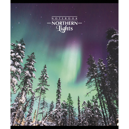 Тетрадь А5, 48 л., ПЗБМ, скоба, клетка, фольга, выборочный TWIN лак, "Северное сияние" (5 видов), 029235 - Тетради 40-48 листов