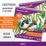 Скетчбук-блокнот для рисования белая бумага 100 г/м2, 190х190 мм, 60 л., КОМПЛЕКТ 2 шт., BRAUBERG, 880273 - Альбомы, скетчбуки и бумага для графики и эскизов