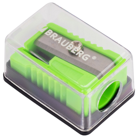 Точилка BRAUBERG "Assistant Mini", с контейнером, пластиковая, корпус ассорти, 228458 - Точилки ручные