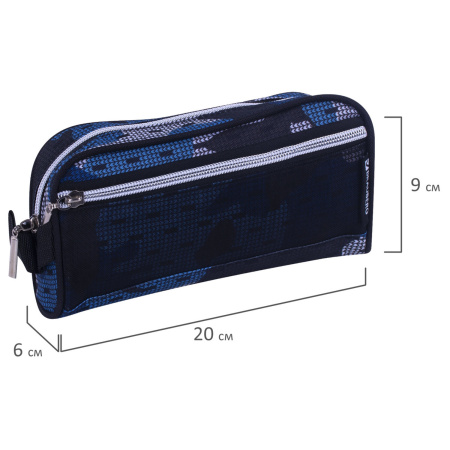 Пенал-косметичка BRAUBERG с ручкой, карман из сетки, полиэстер, "Storm", 20х6х9 см, 229275 - Пеналы мягкие