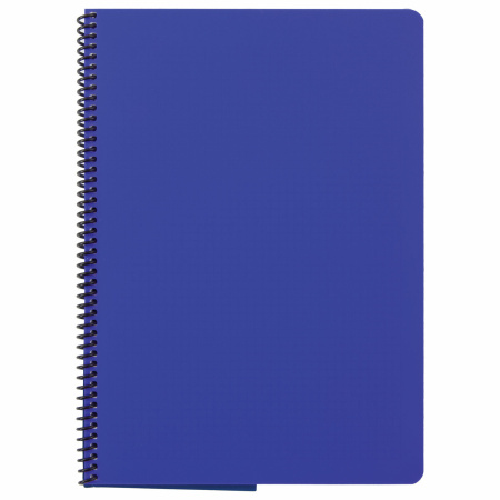 Тетрадь А4, 80 листов, BRAUBERG "Metropolis", спираль пластиковая, клетка, обложка пластик, СИНИЙ, 403392 - Тетради формата А4