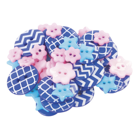 Пуговицы декоративные "Оттенки синего", пластик, 52 шт., ассорти, ОСТРОВ СОКРОВИЩ, 661405 - Пуговицы для творчества