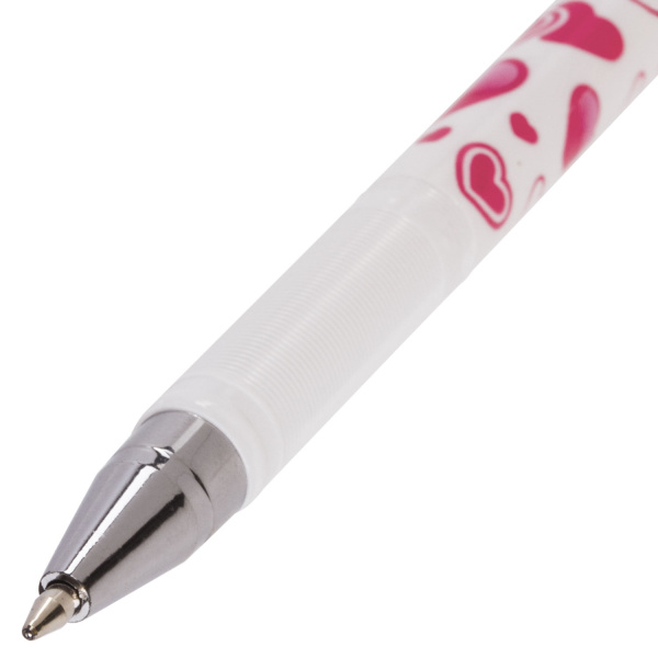 Ручка шариковая BRAUBERG "Сердечки", СИНЯЯ, корпус с печатью, узел 0,7 мм, линия письма 0,35 мм, 141535 - Ручки шариковые неавтоматические