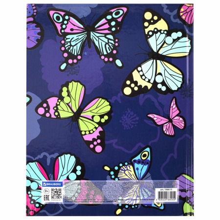 Дневник 1-11 класс 40 л., твердый, BRAUBERG, глянцевая ламинация, "Бабочки", 106615 - Дневники универсальные