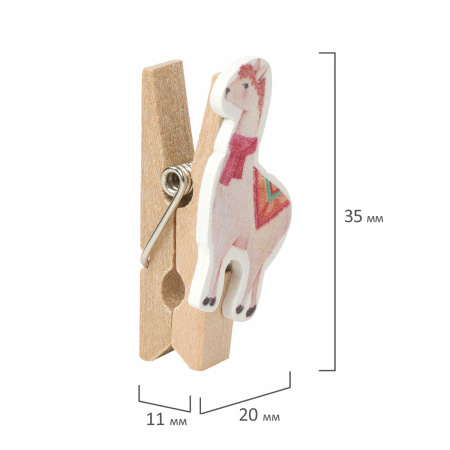 Прищепки декоративные "Ламы и кактусы", 10 штук, 3,5 см, ассорти, со шпагатом, ОСТРОВ СОКРОВИЩ, 662670 - Прищепки для творчества