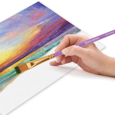 Кисти синтетика BRAUBERG, НАБОР 10 шт., фиолетовые (Круглые; Овальные; Плоские; Лайнеры), 201029 - Кисти для рисования