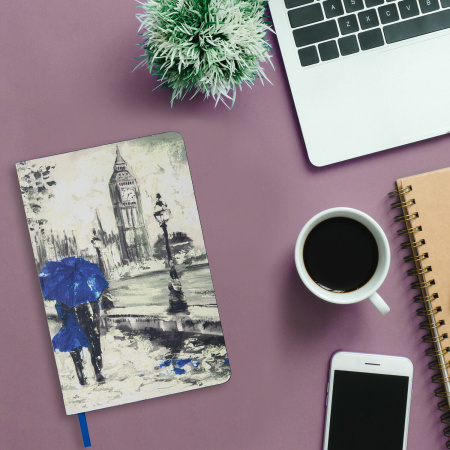 Ежедневник недатированный А5 (138х213 мм), BRAUBERG VISTA, под кожу, гибкий, 136 л., "London", 111993 - Ежедневники с покрытием "под кожу и ткань"