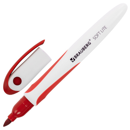 Маркеры стираемые для белой доски НАБОР 4 ЦВЕТА, BRAUBERG "SOFT LITE", 3 мм, резиновая вставка, 152107 - Маркеры для досок