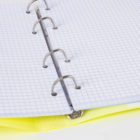 Тетрадь на кольцах А5 175х220 мм, 120 л., пластик, клетка, с резинкой, BRAUBERG, желтая, 403570 - Тетради на кольцах и сменные блоки к ним