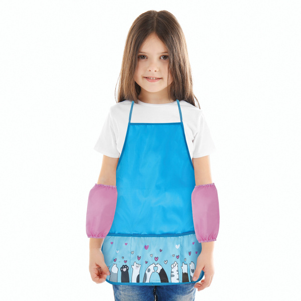 Фартук с нарукавниками BRAUBERG, 45x54 см, 3 кармана, "Paws", 271049 - Аксессуары для рисования
