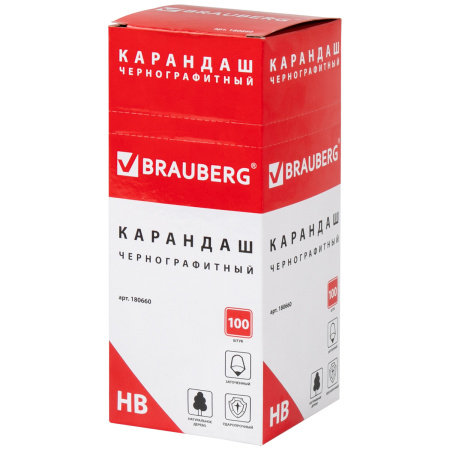Карандаш чернографитный BRAUBERG, 1 шт., "Attitude", НВ, корпус ассорти, заточенный, 180660 - Карандаши чернографитные