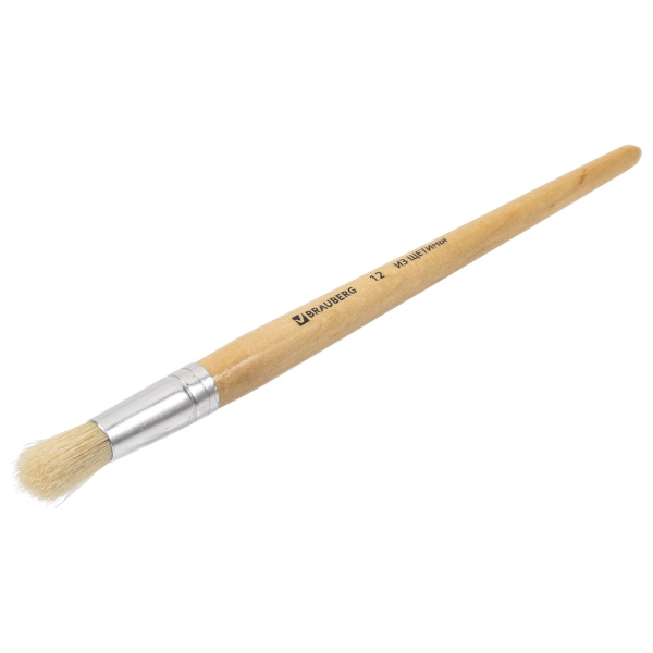 Кисть BRAUBERG, щетина, круглая, № 12, 200200 - Кисти для рисования