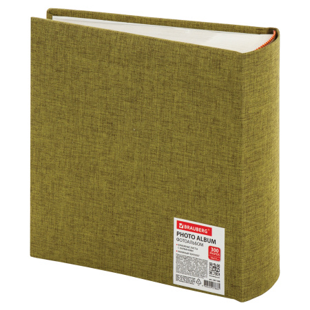 Фотоальбом BRAUBERG на 300 фото 10х15 см, ткань, хаки, 391188 - Фотоальбомы