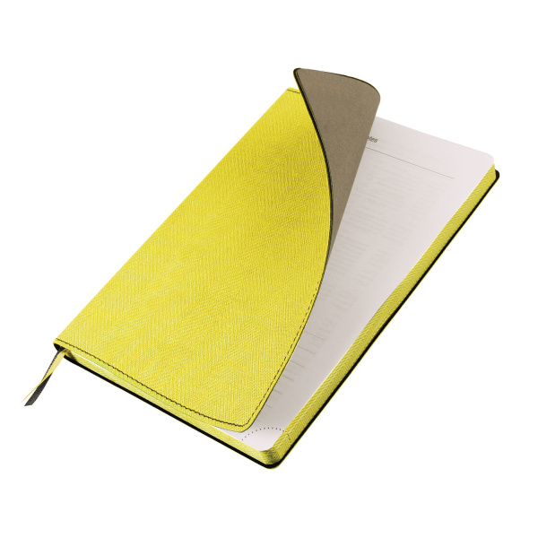 Блокнот А5 (148x213 мм), BRAUBERG "Tweed", 112 л., гибкий, под ткань, линия, желтый, 110967 - Бизнес-блокноты и бизнес-тетради