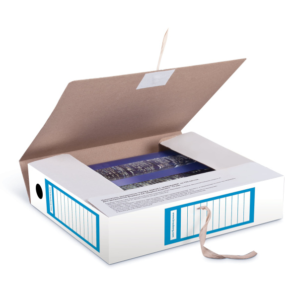 Папка архивная с завязками А4 (325х260 мм), 75 мм, до 700 листов, плотная, микрогофрокартон, СИНЯЯ, BRAUBERG, 124853 - Накопители документов