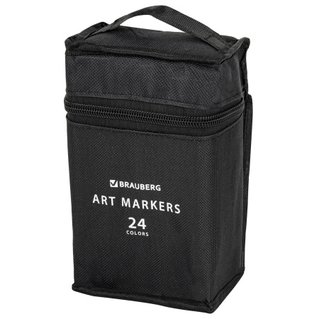 Маркеры для скетчинга двусторонние, НАБОР 24 шт., базовые цвета, в чехле, BRAUBERG, 152295 - Скетчмаркеры в наборах