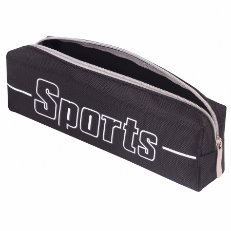 Пенал BRAUBERG, 1 отделение, полиэстер, "Sport", черный, 19х4х6 см, 270267 - Пеналы мягкие