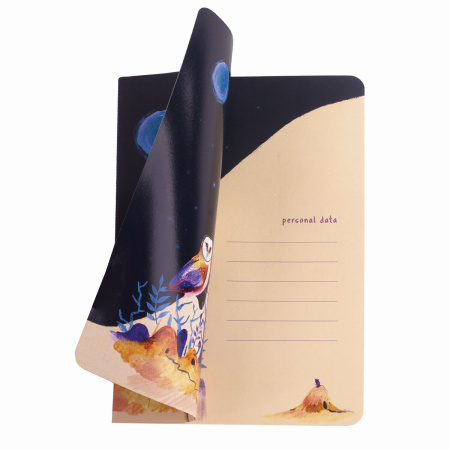 Тетрадь 40 л. в клетку обложка SoftTouch, бежевая бумага 70 г/м2, сшивка, А5 (147х210 мм), СОВЫ, BRAUBERG, 403780 - Тетради 40-48 листов