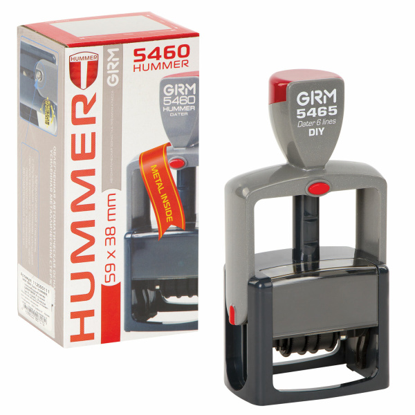 Датер самонаборный 4 строки+дата, оттиск 58х36 мм синий, GRM 5465 BANK HUMMER,КАССА В КОМПЛЕКТЕ, 112000111 - Датеры