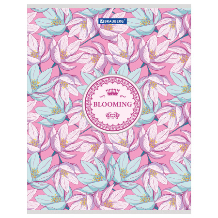 Тетрадь А5, 48 л., BRAUBERG скоба, клетка, металлизированный картон, УЗОР, 401843 - Тетради 40-48 листов