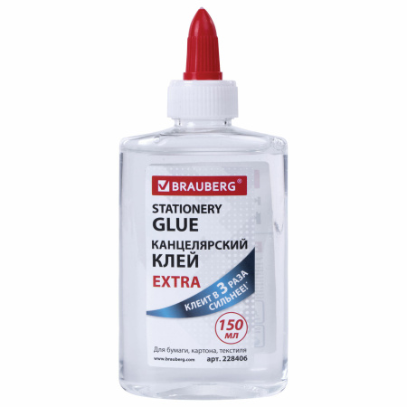 Клей канцелярский EXTRA BRAUBERG, 150 мл, с дозатором, 228406 - Клей канцелярский
