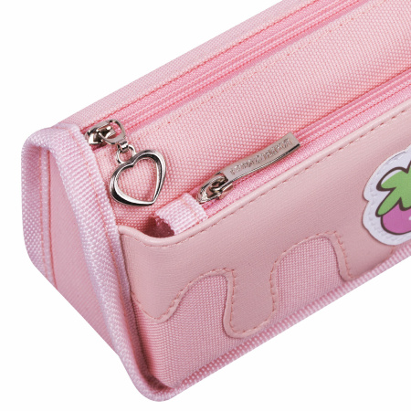 Пенал мягкий ЮНЛАНДИЯ, 2 отделения, полиэстер, "Strawberry shortcake", розовый, 21х9х6 см, 271577 - Пеналы мягкие