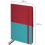 Блокнот А5 (148х218 мм), BRAUBERG "DUO", под кожу с резинкой 80 л., клетка, красный/бирюзовый, 113431 - Бизнес-блокноты и бизнес-тетради