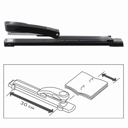 Степлер брошюровочный №24/6, 26/6 BRAUBERG "Universal", до 25 листов, черный, 220942 - Степлеры-брошюровщики