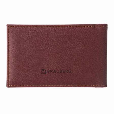 Визитница/кредитница однорядная BRAUBERG "Favorite", на 24 карты, под фактурную кожу, коричневая, 232292 - Визитницы и кредитницы однорядные карманные