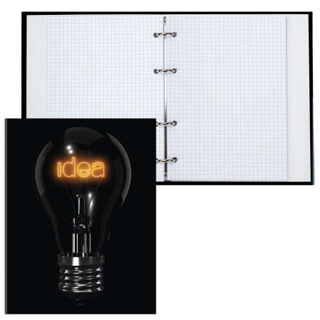 Тетрадь на кольцах А5 (165х215 мм), 160 листов, твердый картон, клетка, BRAUBERG, Idea, 404091 - Тетради на кольцах и сменные блоки к ним