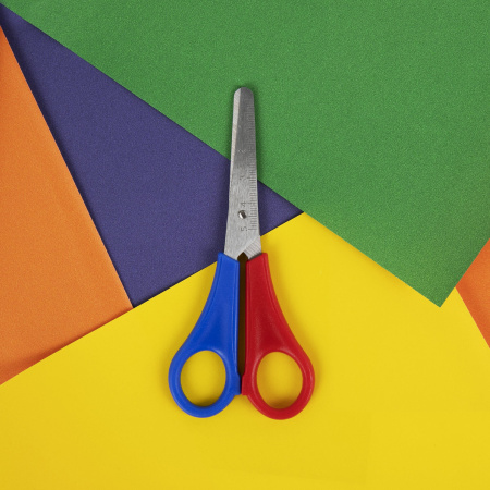 Ножницы ПИФАГОР, 130 мм, для левши, с линейкой, в картонной упаковке с европодвесом, 236784 - Ножницы детские