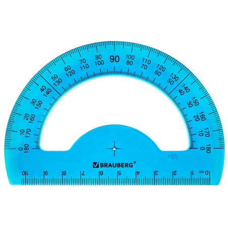 Транспортир 10 см BRAUBERG "FRUITY", 180 градусов, пластик, тонированный, ассорти, 210768 - Транспортиры