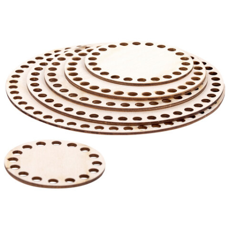 Донышки деревянные для вязания круглые, 6шт., диаметр  8-10-13-15-18-20см. - Донышки деревянные