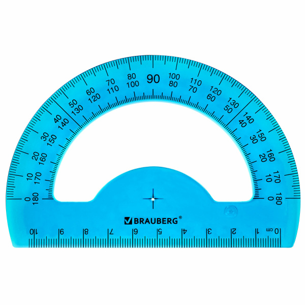 Транспортир 10 см BRAUBERG "FRUITY", 180 градусов, пластик, тонированный, ассорти, 210768 - Транспортиры