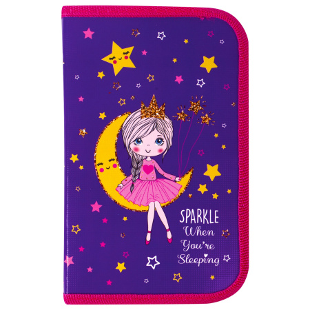 Пенал ПИФАГОР, 1 отделение, ламинированный картон, 19х11 см, "MOON PRINCESS", 229149 - Пеналы каркасные