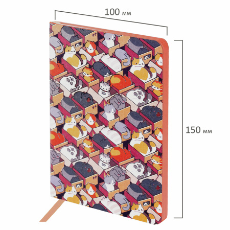 Блокнот МАЛЫЙ ФОРМАТ (100х150 мм) А6, BRAUBERG VISTA "Catopolis", под кожу, гибкий, 80 л., 112100 - Бизнес-блокноты и бизнес-тетради