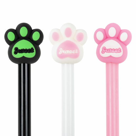 Ручка с топпером шариковая ЮНЛАНДИЯ "Лапка", корпус ассорти, СИНЯЯ, пишущий узел 0,7 мм, 143784 - Ручки фигурные