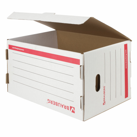 Короб архивный (306х525х338 мм), гофрокартон, белый, BRAUBERG, 126522 - Короба архивные